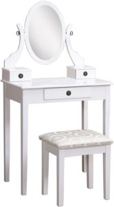 Roundhill Furniture Moniya White Wood Vanity Table
