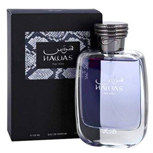 Hawas for Men EDP - Eau De Parfum 100ML (3.4 oz) Long-Lasting Pour Homme Spray Aquatic scent designed to embody masculine strength and vigor